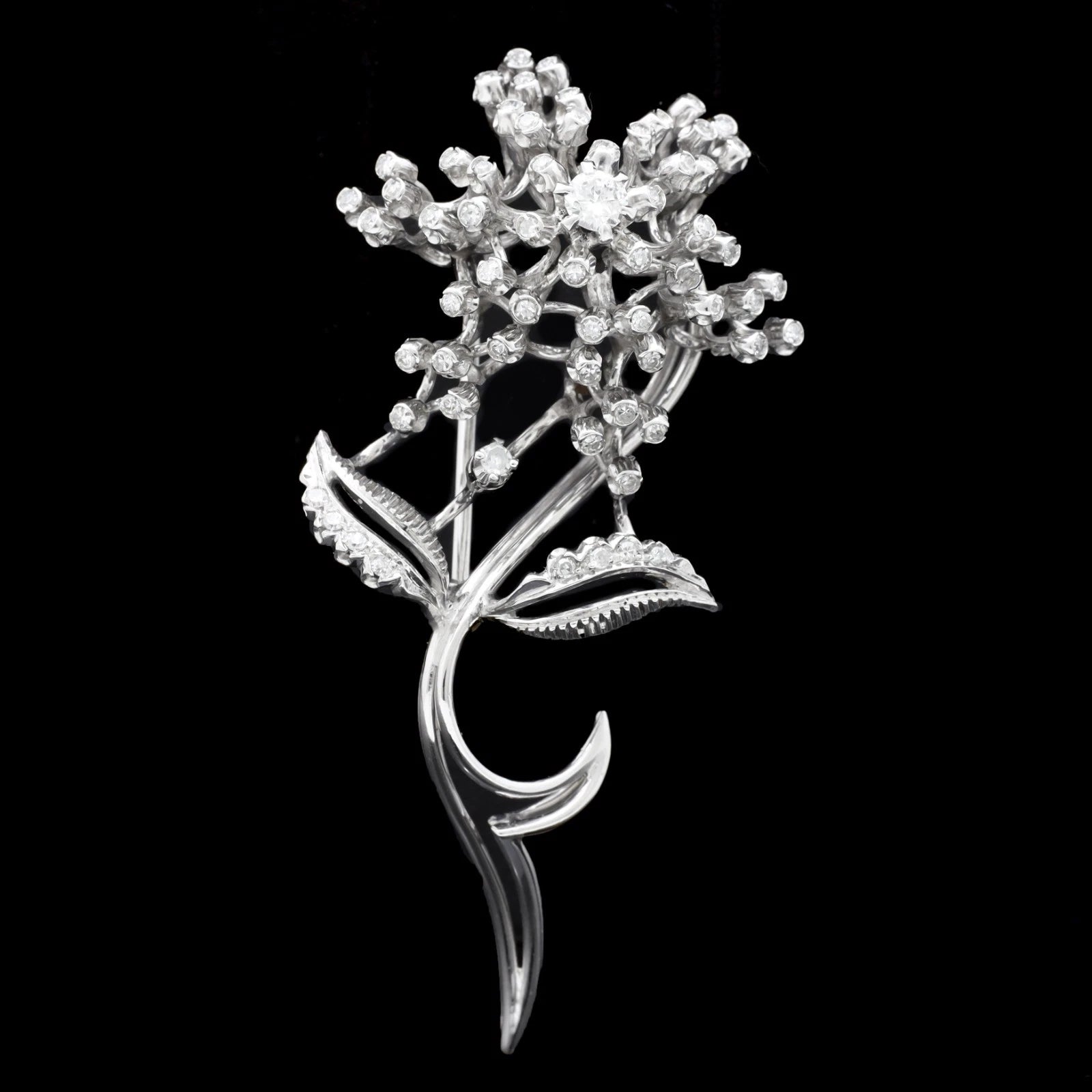 SPILLA FLOWER IN ORO BIANCO 18 KT