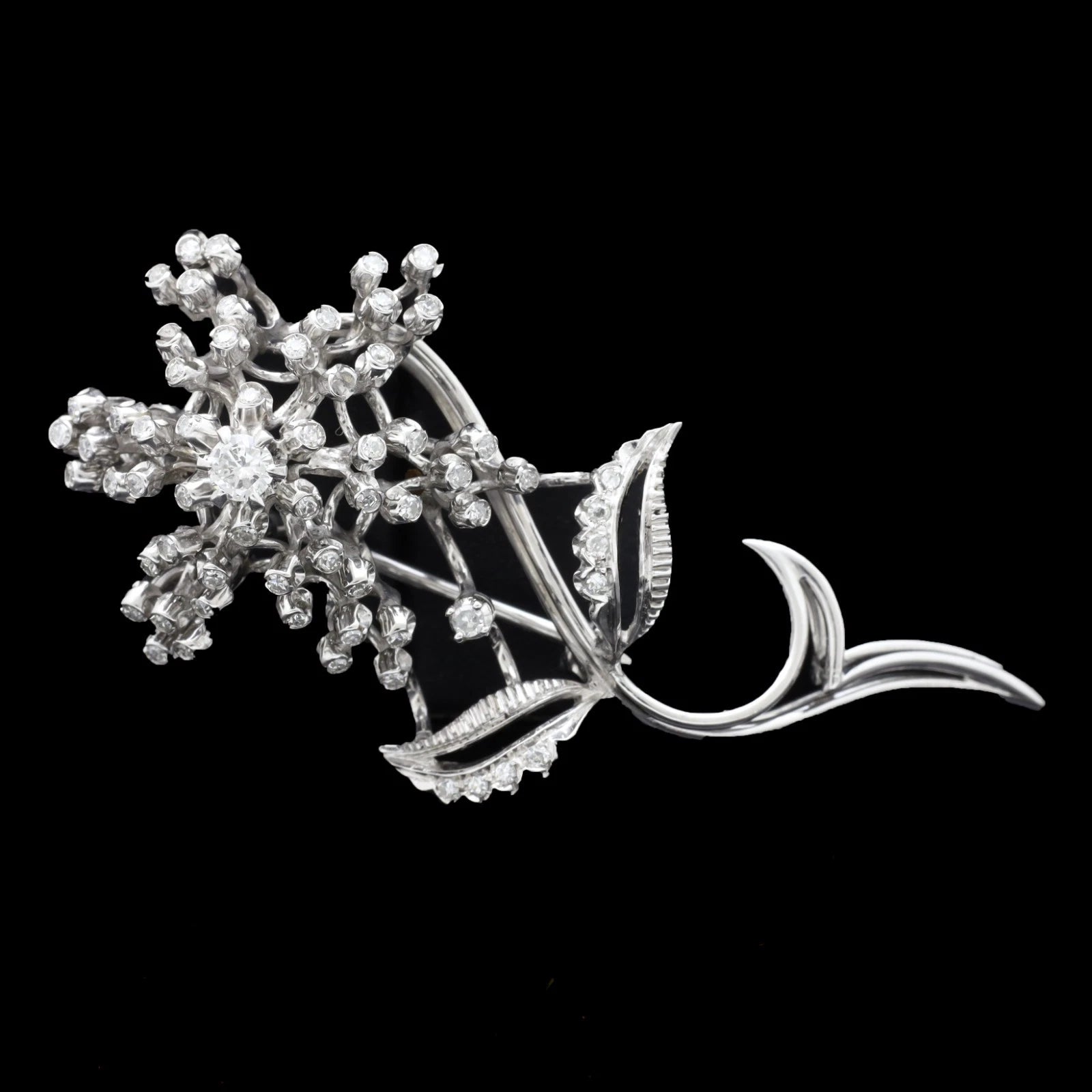 SPILLA FLOWER IN ORO BIANCO 18 KT