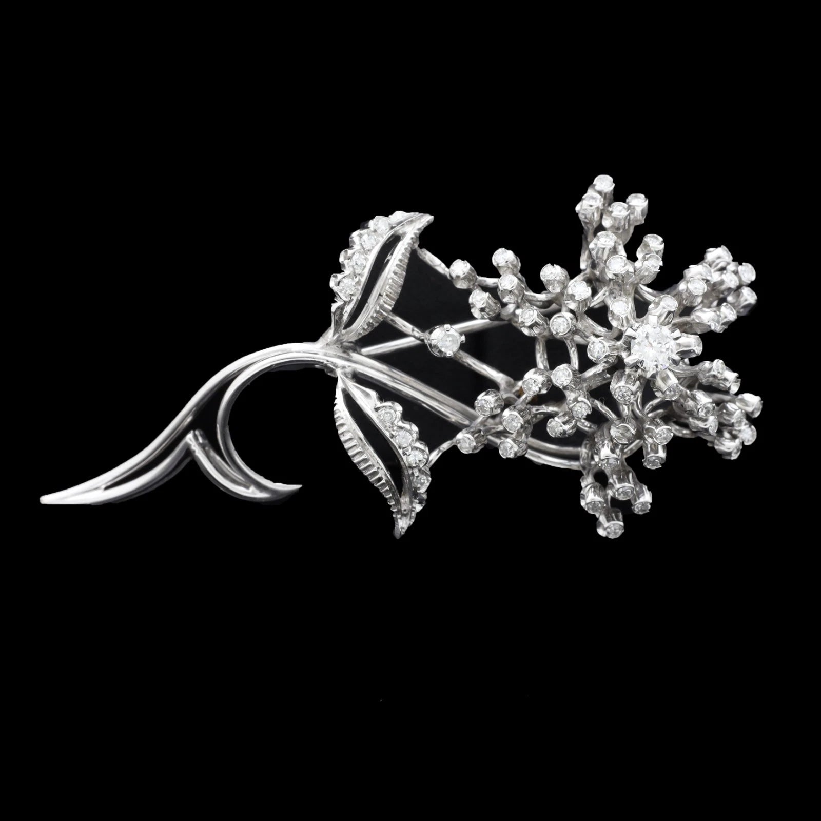 SPILLA FLOWER IN ORO BIANCO 18 KT
